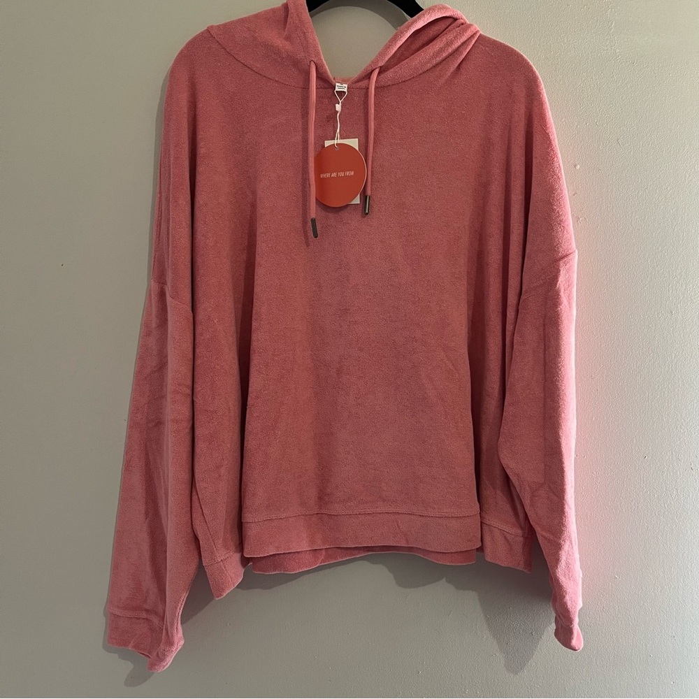 Wayf Pink Oversized Long Sleeve Hoodie terry pullover size 1X New